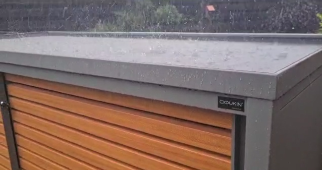 The DUKIN waste enclosure perfectly protects waste bins from the weather