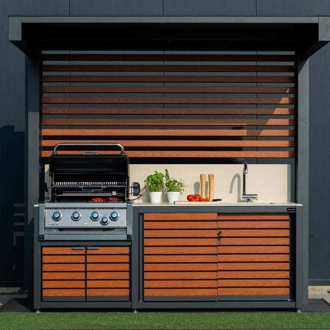 Outdoor kitchen with canopy